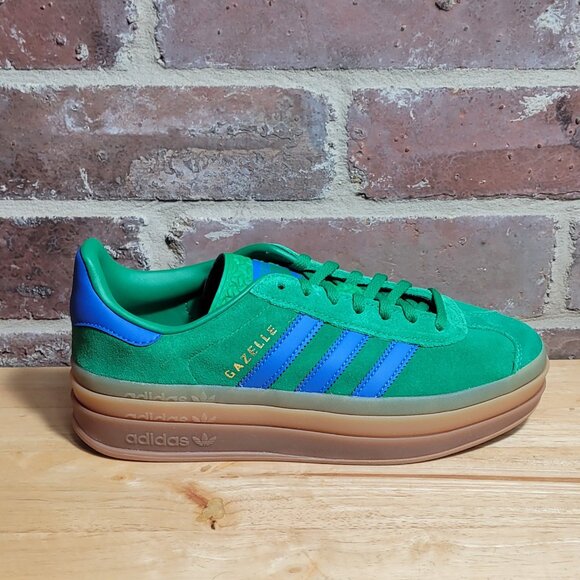 adidas Shoes - New Womens Adidas Gazelle Bold Shoes Green Blue Gum Metallic Gold Multiple Sizes